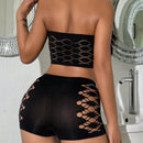 Conjunto De Ropa Interior Para Mujer: Sujetador Sin Tirantes Estilo Hueco Con Caja De Boxeador