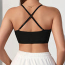 Bralette de cuello halter cruzado y hueco unicolor para mujer