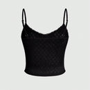 ROMWE Kawaii Lindo Top De Camisola Con Forma De Mariposa Decorativa, Con Tela De Encaje Y Hueco. Ideal Para Verano