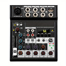 Mezclador de audio DJ Tynan de 5 canales con reproducción USB, alimentación fantasma de 48V, conectividad potente y diseño compacto, ideal para pequeños conciertos, presentaciones en vivo y uso profesional de DJ, accesorios para DJ