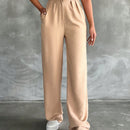 Pantalones altos de pierna ancha con pliegues