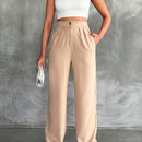 Pantalones altos de pierna ancha con pliegues