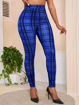 Lady Pantalones A Cuadros Ajustados Para Mujeres