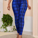 Lady Pantalones A Cuadros Ajustados Para Mujeres
