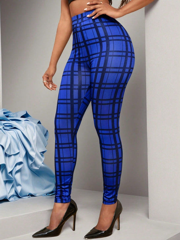 Lady Pantalones A Cuadros Ajustados Para Mujeres