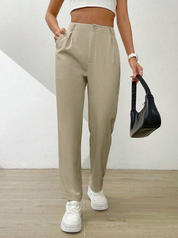 Essnce pantalones largos casuales y conicos de unicolor para ir al trabajo