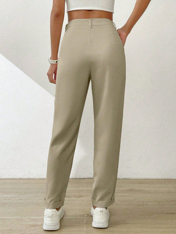 Essnce pantalones largos casuales y conicos de unicolor para ir al trabajo