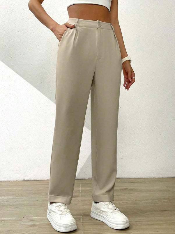 Essnce pantalones largos casuales y conicos de unicolor para ir al trabajo
