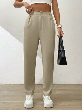 Essnce pantalones largos casuales y conicos de unicolor para ir al trabajo