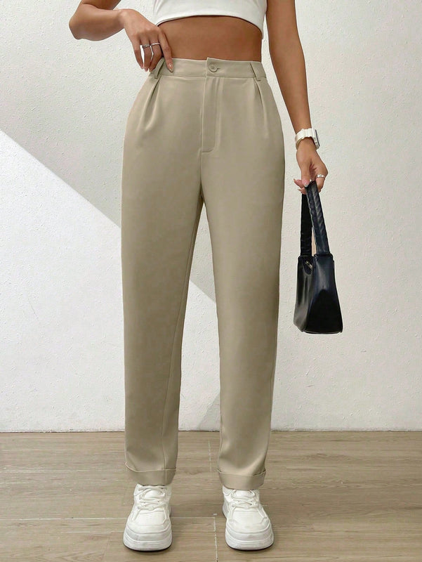 Essnce pantalones largos casuales y conicos de unicolor para ir al trabajo