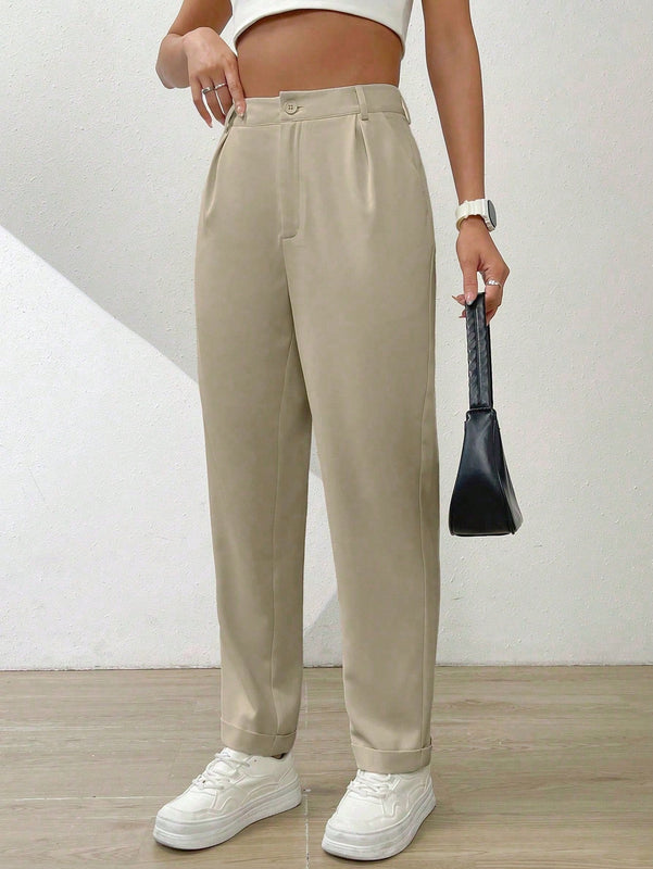 Essnce pantalones largos casuales y conicos de unicolor para ir al trabajo