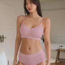 DAZY Conjunto de ropa interior de punto acanalado de color solido para mujer
