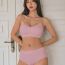 DAZY Conjunto de ropa interior de punto acanalado de color solido para mujer