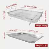 Set de horno freidor de aire de acero inoxidable de 2 piezas, Bandeja crujiente de 32.51cm x 24.38cm libre de BPA con bandeja para hornear, Accesorios de horno compatibles con parrilla y utensilios para hornear, Gadgets de cocina no tóxicos para cocinar