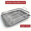 Set de horno freidor de aire de acero inoxidable de 2 piezas, Bandeja crujiente de 32.51cm x 24.38cm libre de BPA con bandeja para hornear, Accesorios de horno compatibles con parrilla y utensilios para hornear, Gadgets de cocina no tóxicos para cocinar