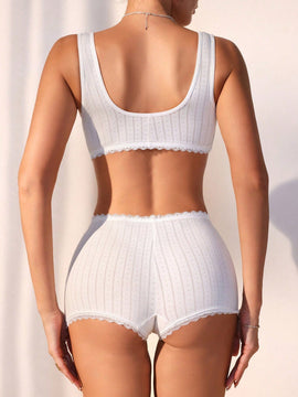 Conjunto de lenceria sencillo unicolor para mujer
