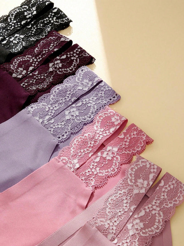 Conjunto de lenceria linda de 5 piezas para mujeres, con braguitas bikini sin costuras, de cintura alta, con encaje en V y braguitas sin costuras