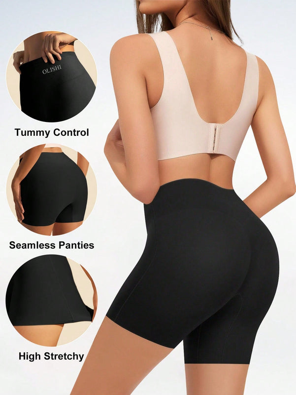 NEW 2 piezas Bragas sin costuras de cintura alta para mujer, comodas y con efecto moldeador en el Body