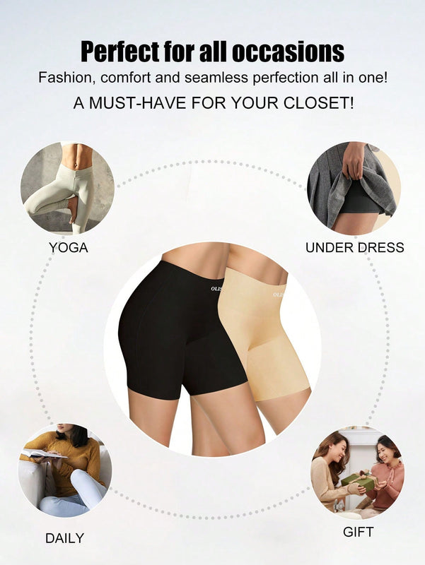 NEW 2 piezas Bragas sin costuras de cintura alta para mujer, comodas y con efecto moldeador en el Body
