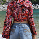 VCAY Top Corto De Encaje Estampado Floral Tejido Para Mujer Para Las Vacaciones Del Festival De Musica De Primavera/verano