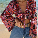 VCAY Top Corto De Encaje Estampado Floral Tejido Para Mujer Para Las Vacaciones Del Festival De Musica De Primavera/verano