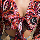 VCAY Top Corto De Encaje Estampado Floral Tejido Para Mujer Para Las Vacaciones Del Festival De Musica De Primavera/verano