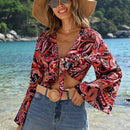 VCAY Top Corto De Encaje Estampado Floral Tejido Para Mujer Para Las Vacaciones Del Festival De Musica De Primavera/verano