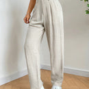 Ezwear pantalones de lino simples y diarios de unicolor para mujer con cinturon, ajuste delgado