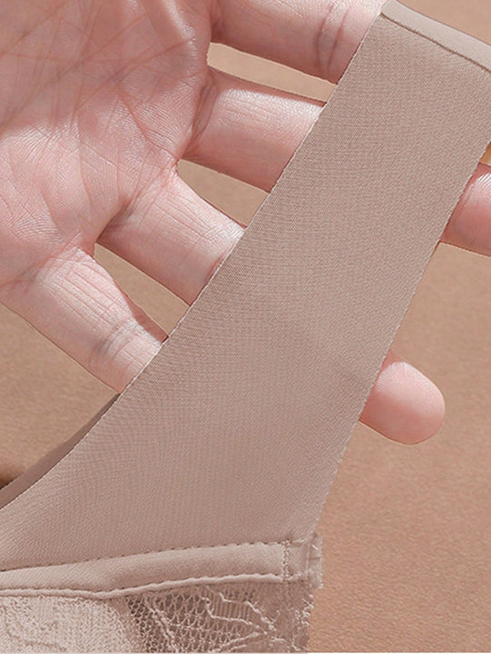 Sujetador Sin Alambre Sin Costuras De Encaje Con Cierre Delantero Y Efecto Push-up