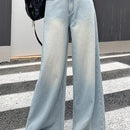 DAZY Pantalones Jeans para mujer de pierna ancha y corte holgado con bolsillos laterales y longitud hasta el suelo