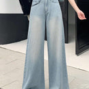 DAZY Pantalones Jeans para mujer de pierna ancha y corte holgado con bolsillos laterales y longitud hasta el suelo