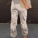 Pantalones cargo de mujer con bolsillo con solapa, cordon y cintura elastica