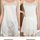 DAZY Vestido de encaje de remiendo de triangulo con pantalones cortos de seguridad anti-reflejo/anti-vaciado