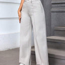 Essnce Jeans de corte recto casuales con bolsillos diagonales para mujeres
