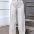 Essnce Jeans de corte recto casuales con bolsillos diagonales para mujeres