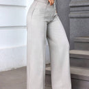Essnce Jeans de corte recto casuales con bolsillos diagonales para mujeres