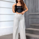 Essnce Jeans de corte recto casuales con bolsillos diagonales para mujeres