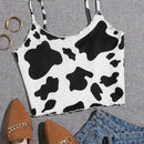 EZwear Top de tirantes corto con estampado de vaca y lechuga