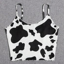 EZwear Top de tirantes corto con estampado de vaca y lechuga