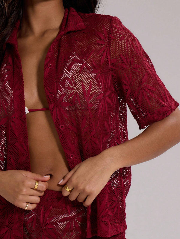 Camisa de redecilla con tetura