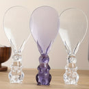 1pc Cuchara de Cristal Transparente, Pala para Arroz con Soporte en Forma de Conejo, Espátula para Cocinar Arroz y Esparcirlo, Cuchara de Arroz de Dibujos Animados