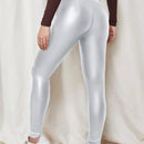 Essnce Pantalones largos para mujeres con ajuste delgado y acabado metalico elegante