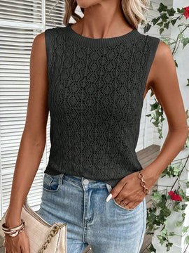 VCAY Chaleco hueco de punto casual para damas, unicolor, ideal para primavera y verano