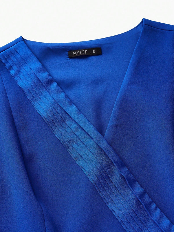 MOTF PREMIUM Blusa Con Cuello Sobrepelliz Y Detalle De Perlas Para Mujer