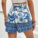 Frenchy Falda pantalon estampada de flores para vacaciones de verano de mujeres