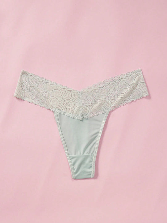 Mujeres Encaje Sistema de parches Aplicacion encaje sin costuras y comodo tanga (conjunto de 3)