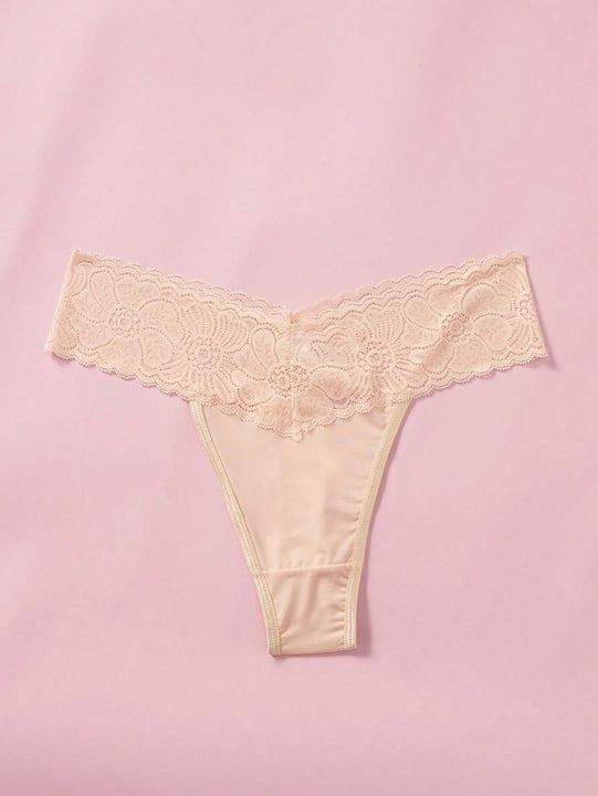 Mujeres Encaje Sistema de parches Aplicacion encaje sin costuras y comodo tanga (conjunto de 3)