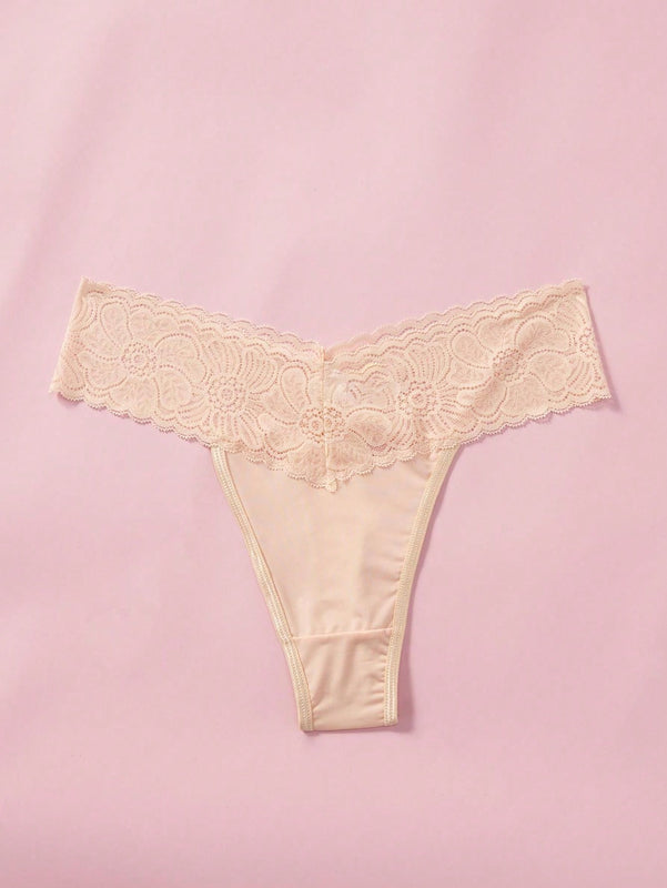 Mujeres Encaje Sistema de parches Aplicacion encaje sin costuras y comodo tanga (conjunto de 3)