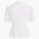 MOTF PREMIUM Blusa De Manga Abullonada Con Cuello En Ojal De Mujer Tejida