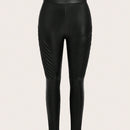 Clasi Pantalones PU De Cintura Alta Y Ajustados Para Mujer